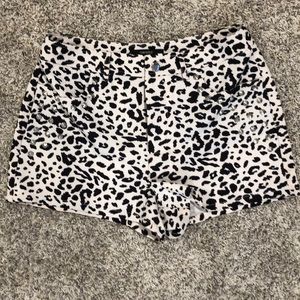 Leopard print nude and black spot shorts